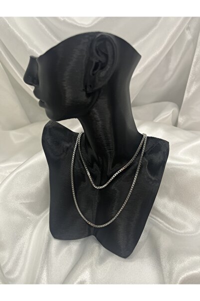 Yıldız Accessory Steel Cube Chain Necklace (Silver Color)