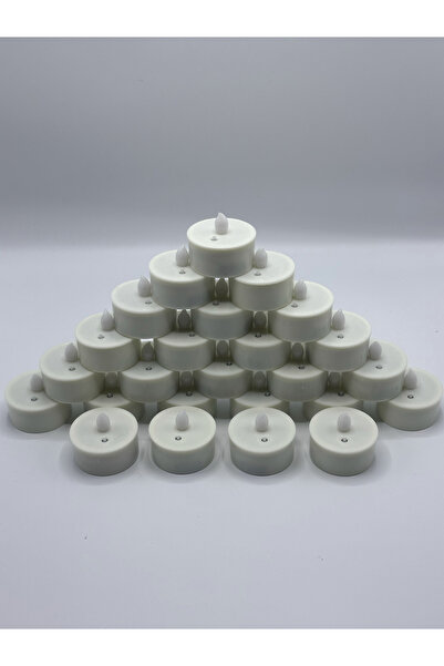 Led Mum 25 adet 4 cm krem renk yüzen mum kaliteli yerli üretim boy 4 cm çap 6 cm