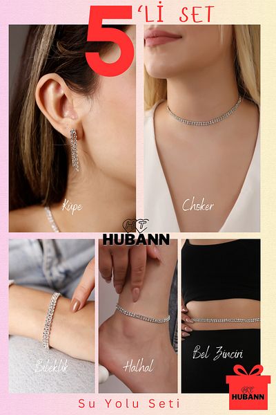 HUBANN 5' Waterway Choker Set - Waist Chain, Anklet, Earrings and Bracelet