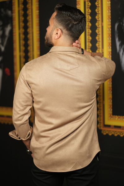 Laacivert Πουκάμισο Mink Seasonal Pocketless Wrinkle Suede