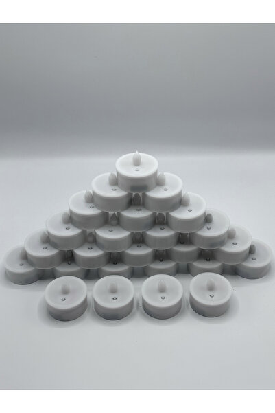 Led Mum 25 adet kaliteli beyaz renk yüzen led mum yerli üretim boy 4 cm çap 6 cm