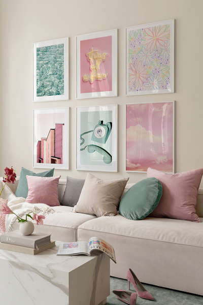 Artavessa 6 Parça Ahşap Çerçeve Görünümlü Mdf Tablo Seti