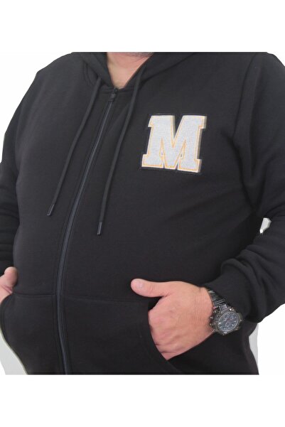 MocGrande Μεγάλο Μέγεθος Φούτερ με φερμουάρ M 23217 ΜΑΥΡΟ