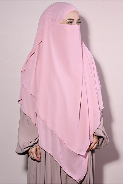 Tek Tesettür Giyim Τριών στρώσεων σιφόν έτοιμο σουφλέ ξιμάρ σε ροζ πούδρα - Π...