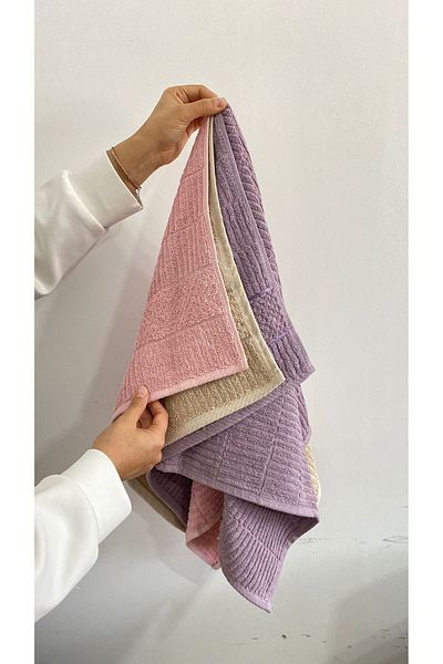 eco concept Jacquard, Border, 3-Piece Hand Face Towel Set, 100% Cotton, Soft, Daily Use, Colorful Towel