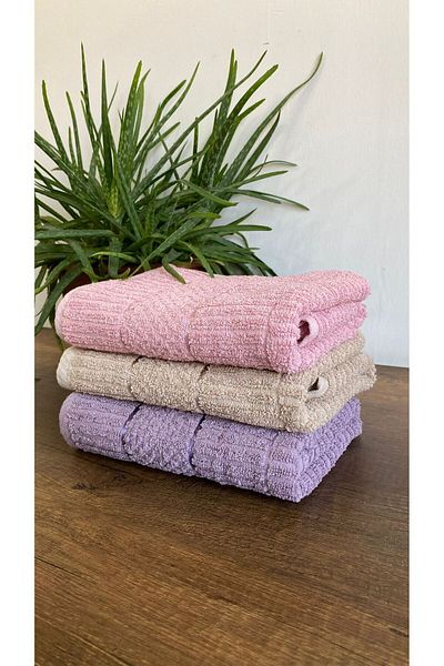 eco concept Jacquard, Border, 3-Piece Hand Face Towel Set, 100% Cotton, Soft, Daily Use, Colorful Towel