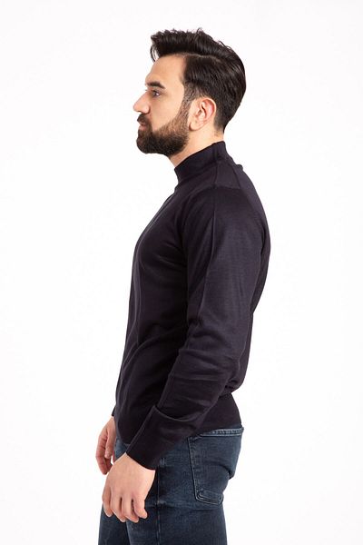 Mutlu City Мъжка тънка вълнена трикотажна плетка Regular Fit Dad Half Turtleneck Pulover Blouse 5140