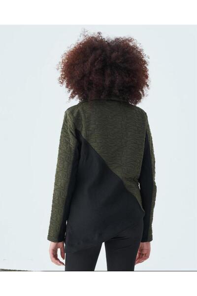 1Moda1Tarz Women's Khaki Quilted Fabric Snap Closure Two Color Design Jacket