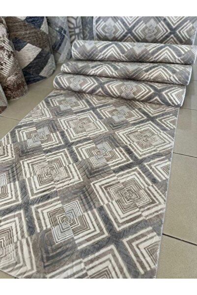 MBA Prime Solento Gray Non-Slip Base - Embossed Cut-Out Hallway, Living Room and Kitchen Carpet