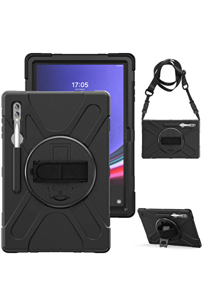 Nezih Case Samsung Galaxy Tab S9 Ultra SM-X910 X913 X915 X916 Uyumlu Tank Military Defender Askılı Zırh Kılıf