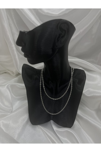 Yıldız Accessory Twist Plain Chain Necklace (Silver Color)