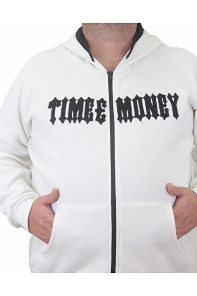 MocGrande Φούτερ με φερμουάρ μεγάλου μεγέθους Sweat Time Money 23218 ECRU