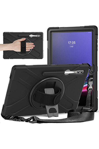Nezih Case Samsung Galaxy Tab S8 Ultra Sm-x900 X903 X905 X906 Uyumlu Tank Military Defender Askılı Zırh Kılıf