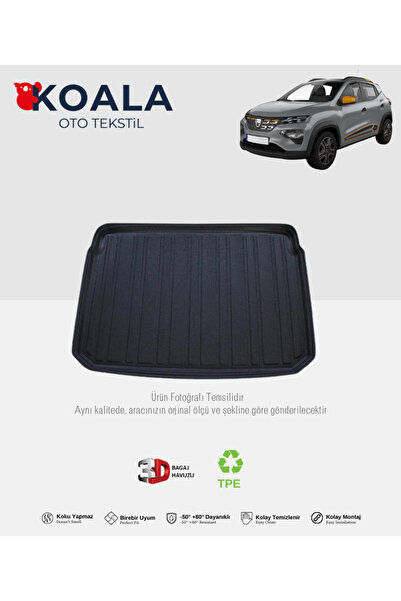 KoalaOtoTekstil Dacia Spring (2021 ve Sonrası) 3d Bagaj Havuzu