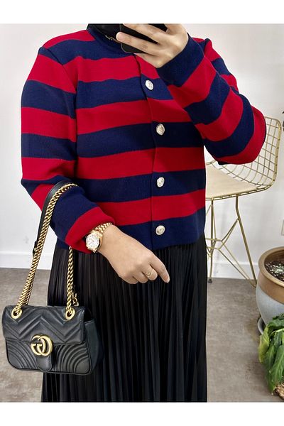 ASEL FASHİON Striped basic cardigan