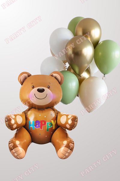 Party City مجموعة بالونات تيدي بير فويل؛ مفهوم بالون عيد الميلاد
