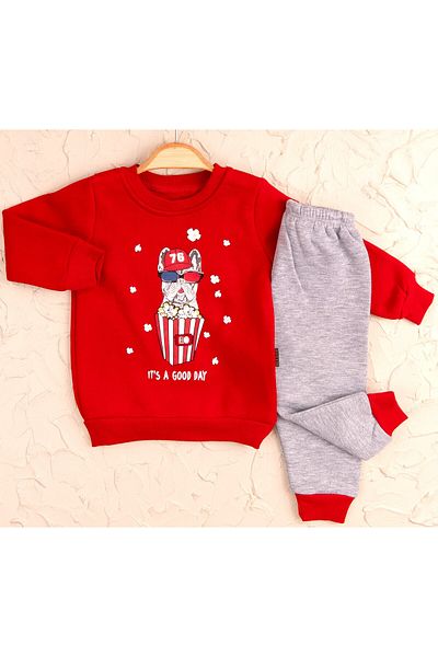 Moyes 6-18 months Baby Boy Thick Fabric Fleece 100% Cotton 3 Strings Tracksuit Set (Buy One Size At Least)