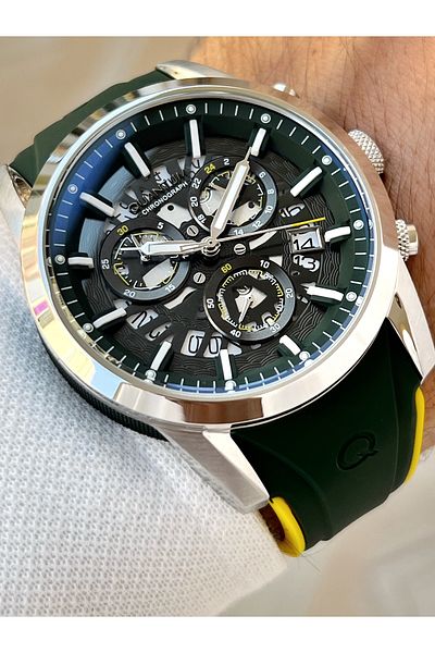 Quantum Functional 10 Atm Waterproof Silicone Cord Steel Case Men's Wristwatch