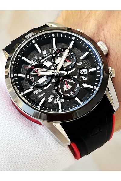 Quantum Functional 10 Atm Waterproof Silicone Cord Steel Case Men's Wristwatch