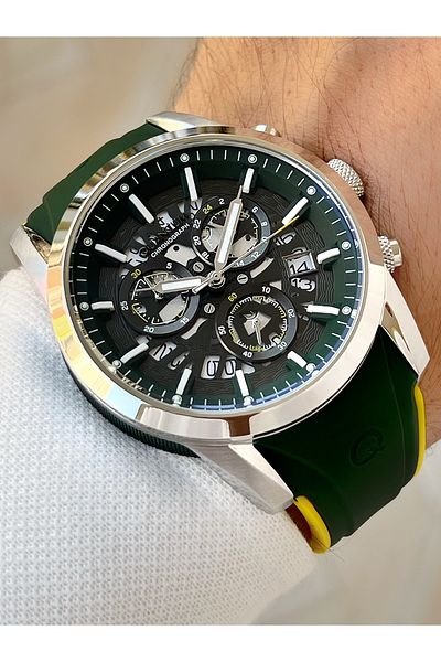 Quantum Functional 10 Atm Waterproof Silicone Cord Steel Case Men's Wristwatch