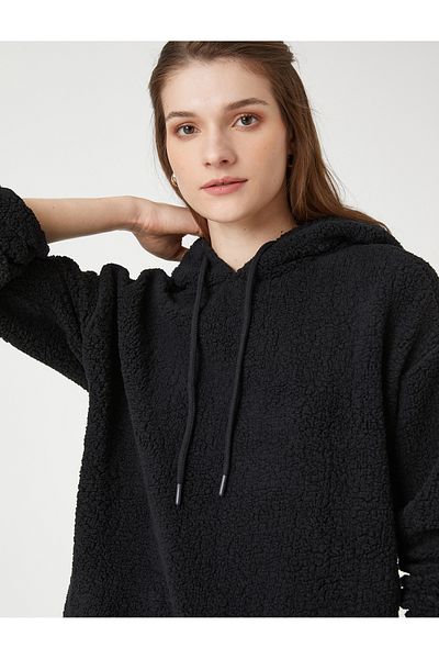 Koton Plush Sweatshirt Pajama Top Hooded Long Sleeve