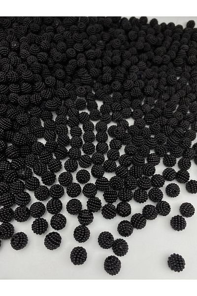Hedef Bijuteri Fragmented Blackberry, 100Gr 10mm Black Color, Fragmented Blackberry Pearl Beads, Bag Making Beads (~280 Pieces)