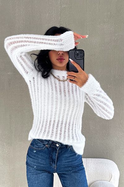 FEMELLE Women's White Standard Size Knitwear Sweater