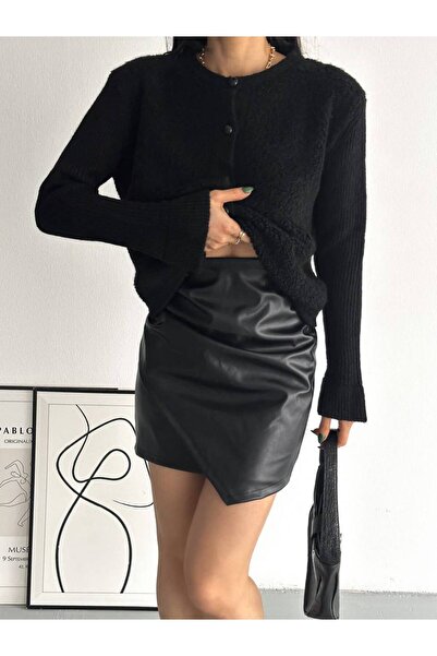 Noa Noa Button Detailed Lamb Fabric Cardigan