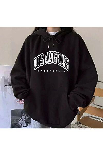 Surprise tekstil hanorac negru los angles imprimat oversize