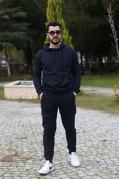 han collection Kar-tex 2 κλωστή σε φλις τσέπη καγκουρό και κουκούλα χειμερινή ανδρική φόρμα