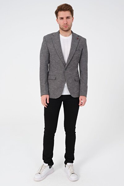 VALUE Koyu Gri Slimfit Klasik Astarlı Regular Blazer Ceket