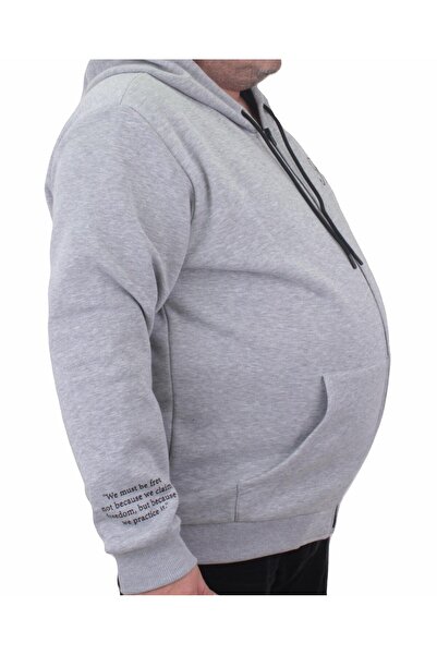 Starbattal Φούτερ με φερμουάρ με κουκούλα μεγάλου μεγέθους 23219 ΓΚΡΙ ΜΕΛΑΝΖ