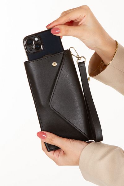 AVCA Women's Leather Phone Cash Coin Compartment Locked Wrist Strap Wallet