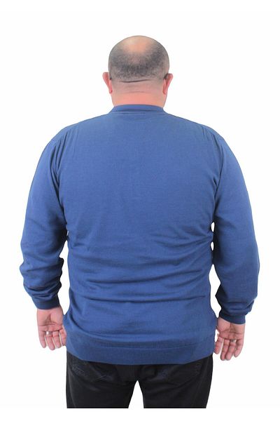 Starbattal Men's Plus Size Polo Collar Buttoned Knitwear Sweater 23700 INDIGO