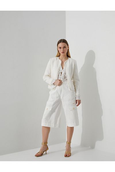 Koton Tweed Jacket Gold Buttoned Pocket Glitter