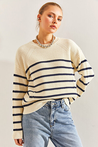 Bianco Lucci Women's Striped Thessaloniki Knitted Knitwear Sweater