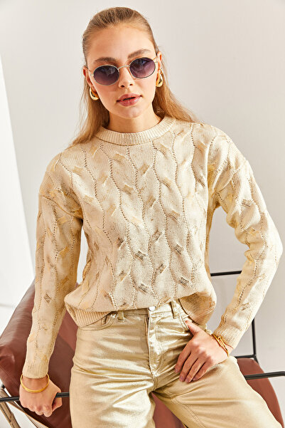 Bianco Lucci Women's Patterned Knitwear Sweater