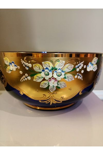 Bohemia وعاء ديكور كريستالي عتيق عتيق