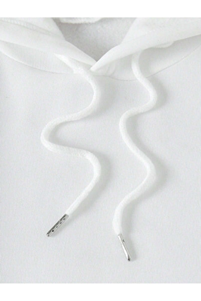 Touz Moda Y2k Butterfly Sırt Baskılı Oversize Unisex Beyaz Kapşonlu Hoodie Sweatshirt