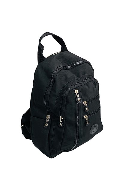 Favori Çanta Women's Black Crinkle Parachute Fabric Adjustable Strap Backpack