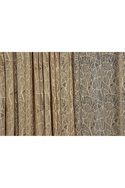 AKÇA TEKSTİL SPIDER TULE GOLD COLOR SINGLE WING Ready planted Pleated Background Curtain 300*260 cm