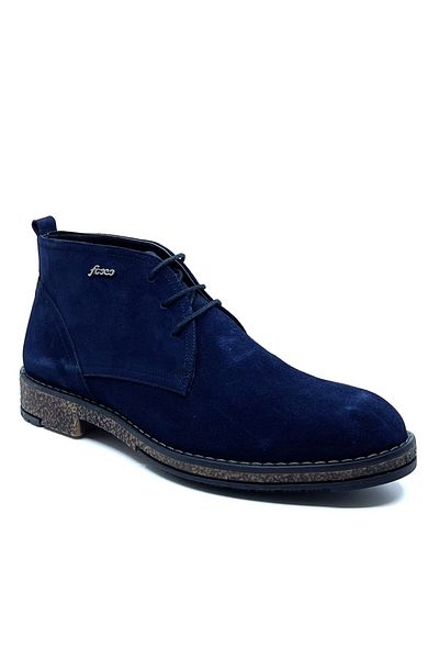 Fosco Cizme pentru bărbați, cu șireturi, albastru bleumarin, piele nubuc, talpă termică, căptușeală caldă 8584 912