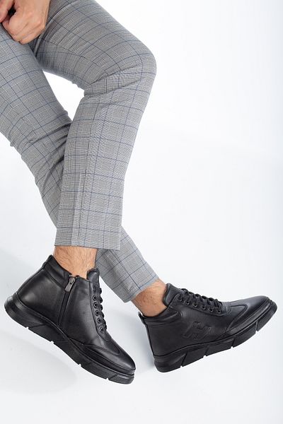 YADE MODA Genuine Leather Full Orthopedic Special Sole With Fur Inside Cold Weather Resistant Rubber Sole Men's Boots