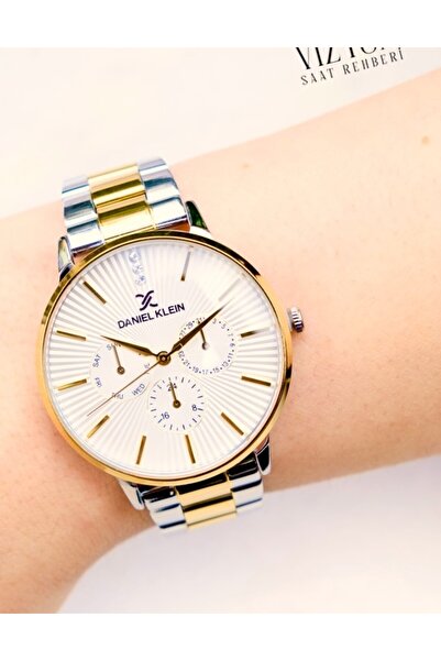 Daniel Klein Women's Wristwatch Gold and Silver Color Steel Waterproof