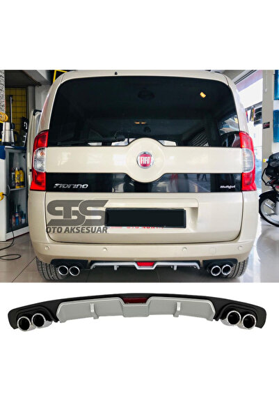 STS Oto Aksesuar Fiat Fiorino Difüzör Arka Tampon Eki 4 Egzoz Çıkışlı Gri
