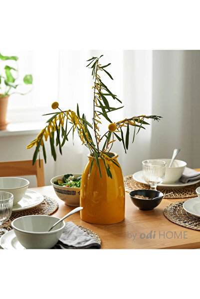 IKEA Stoneware Dekoratif Vazo Kahverengi Hardal 21 cm