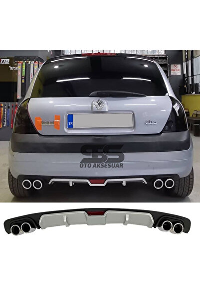STS Oto Aksesuar Renault Clio 2 Hb Difüzör Arka Tampon Eki 4 Egzoz Çıkışlı Gri