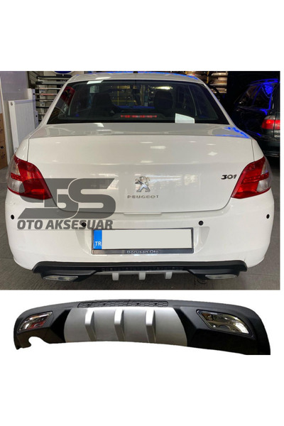 STS Oto Aksesuar Peugeot 301 Difüzör Arka Tampon Eki 2 Egzoz Çıkışlı Gri