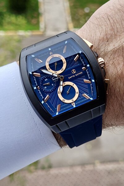 DAVID GUNER Kasası Siyah Kordonu Lacivert Renk 2 Yıl Garantili Göstergeleri Aktif Erkek Kol Saati