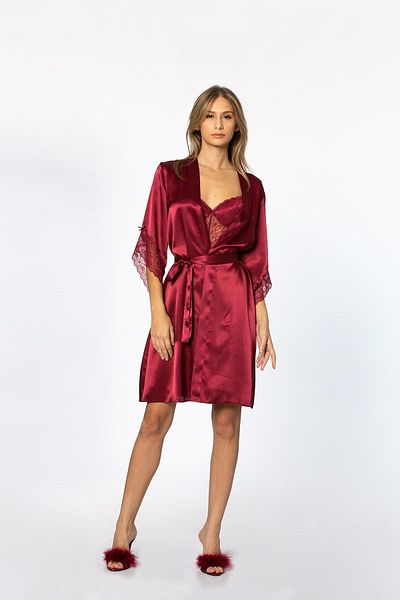 Pierre Cardin Satin Lace Nightgown and Dressing Gown Set - 4240